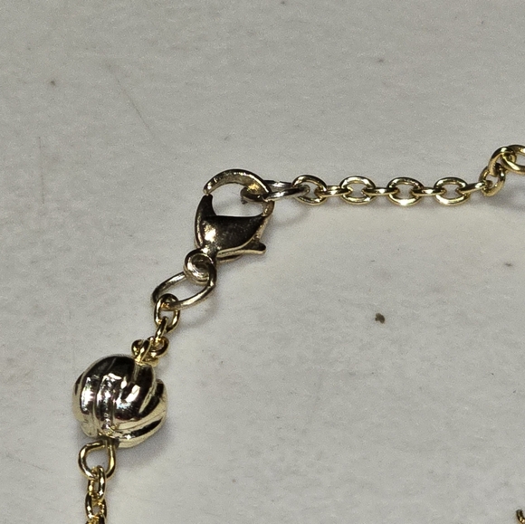 Vintage Handmade Gold Tone Beaded Chain Bracelet 18 - Picture 3 of 4